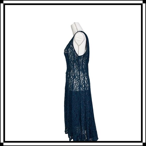 EUC! Leslie Fay Green Lace Overlay Dress, Size 12 - Picture 3 of 5